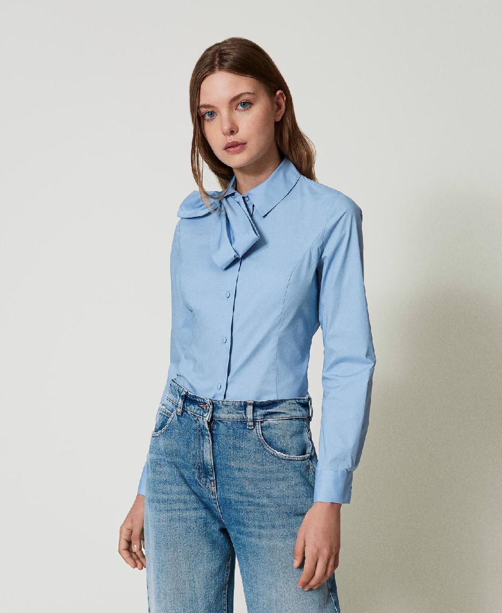 Scee by twin set Camicia in popeline con fiocco Ultimi due giorni
