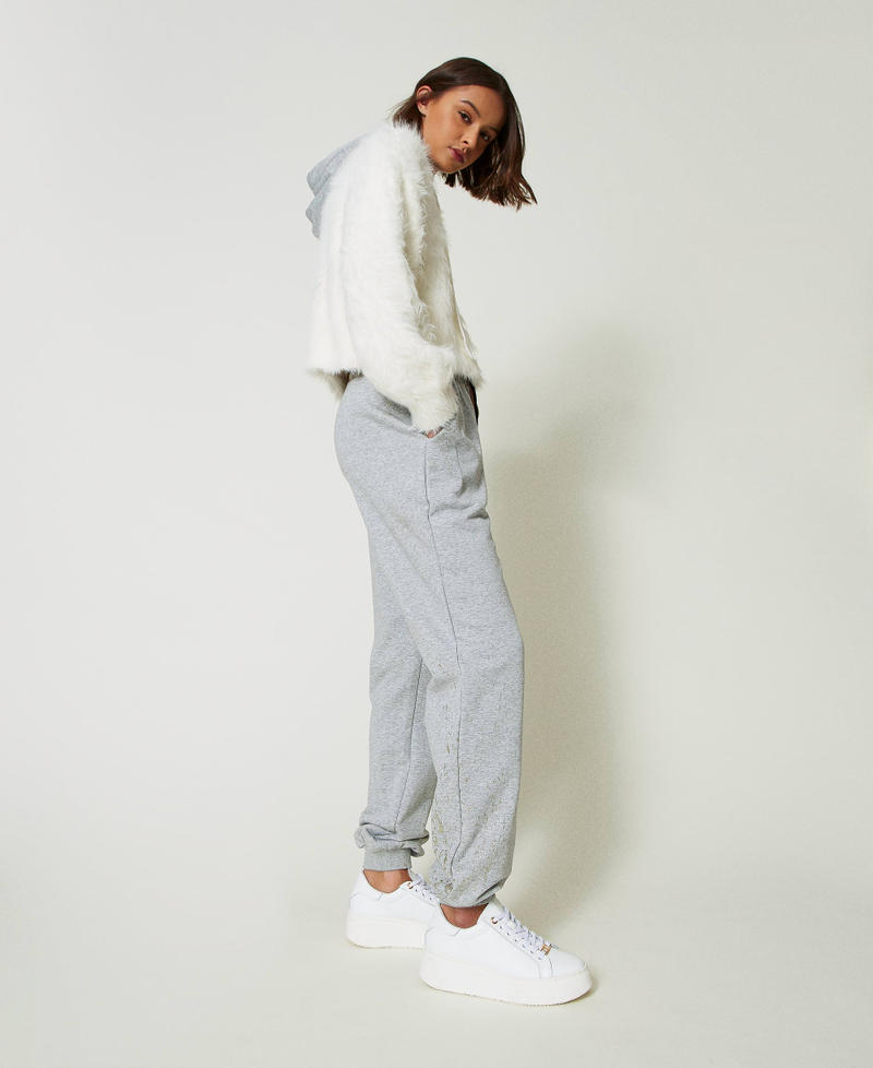 Scee by twin set Pantaloni joggers MYFO con stampa glitter Offerta speciale della fabbrica