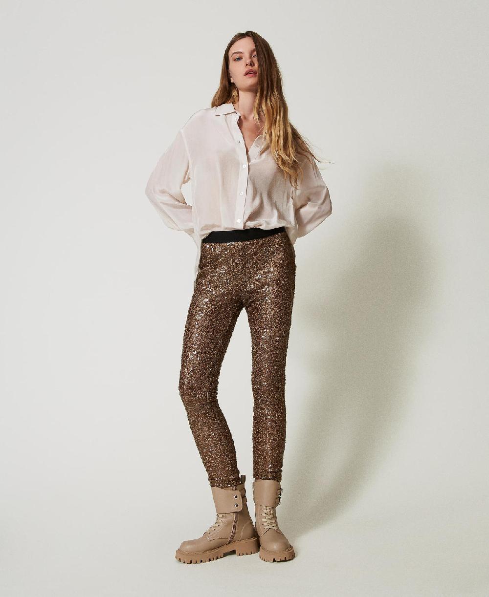 Scee by twin set Leggings MYFO in full paillettes Solo un giorno rimasto