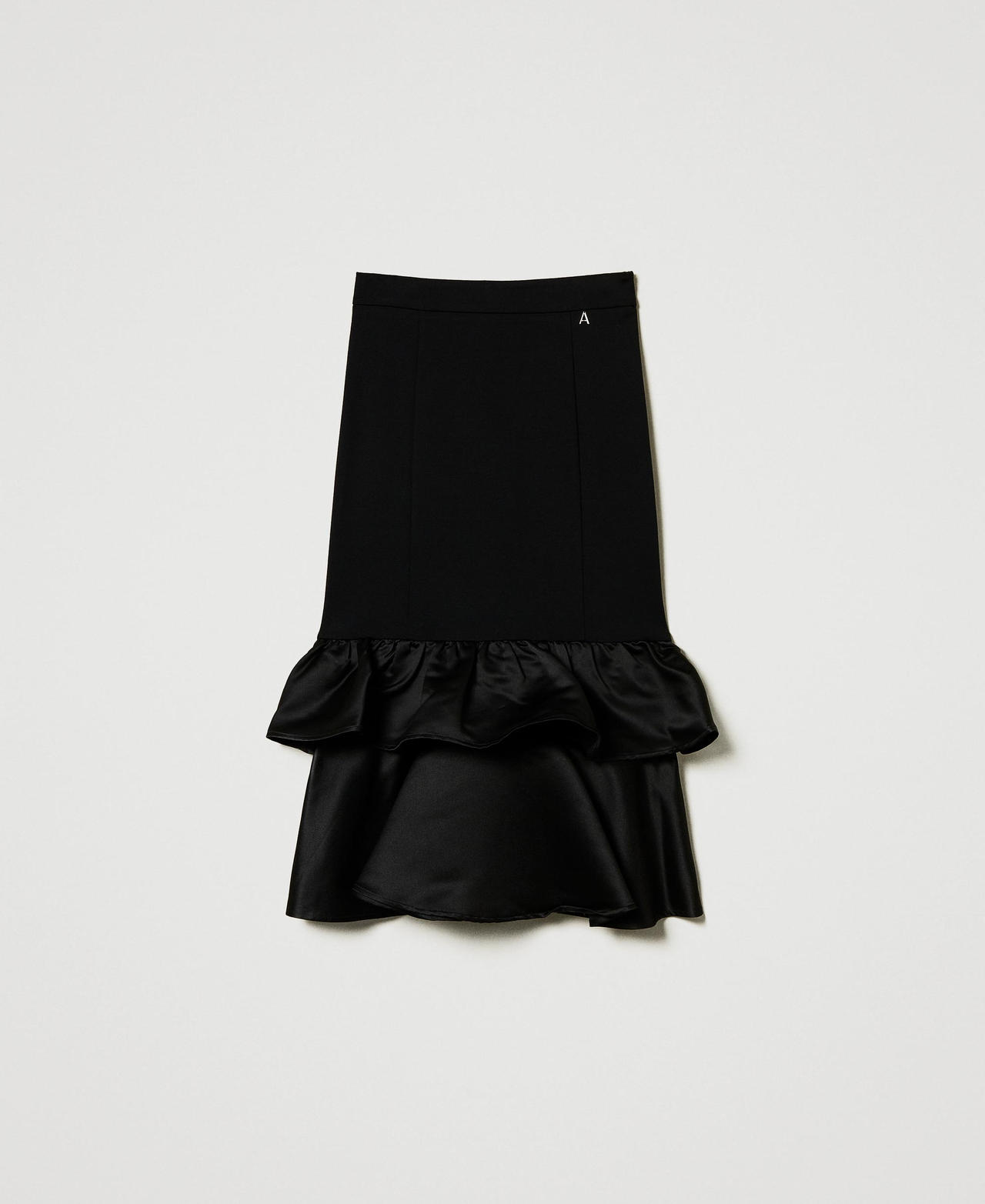 Scee by twin set Gonna longuette con balze in raso Super sconto