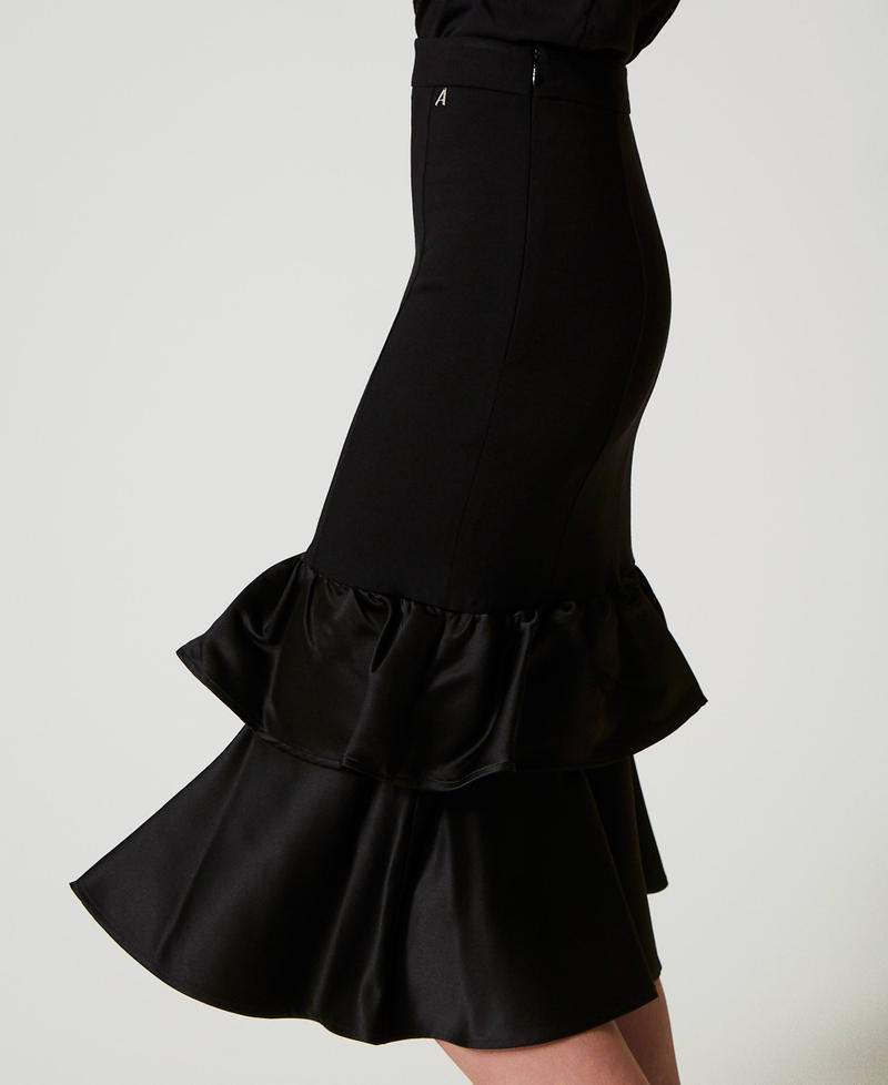 Scee by twin set Gonna longuette con balze in raso Super sconto