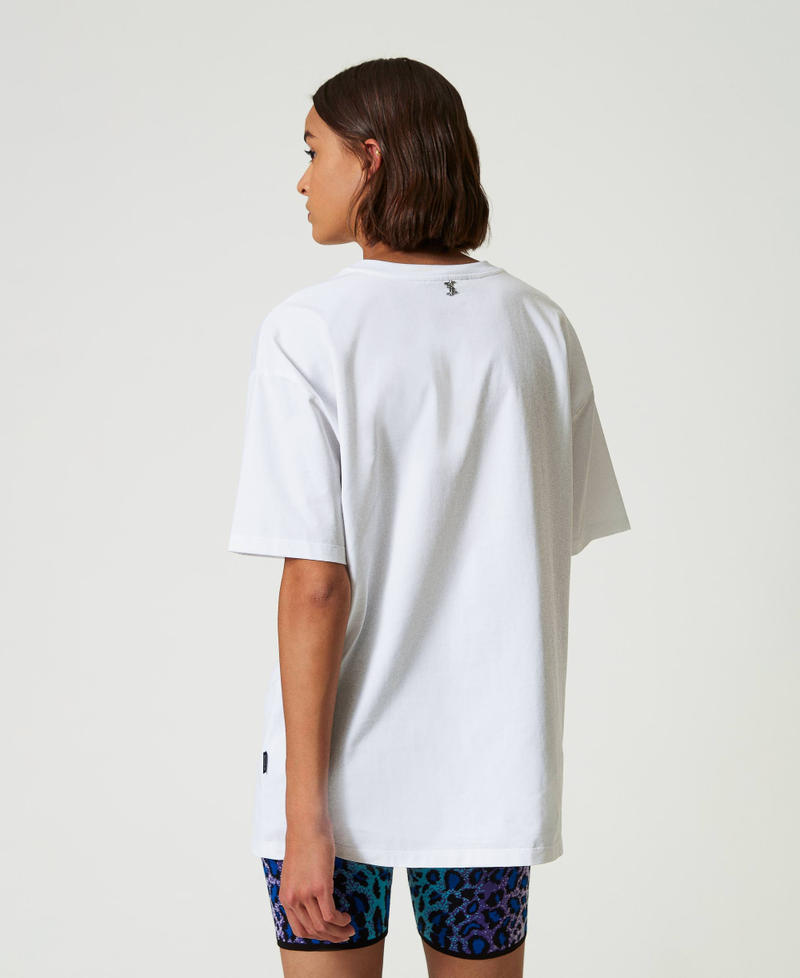 Scee by twin set T-shirt over MYFO con stampa e ricamo 50% di sconto con spedizione gratuita