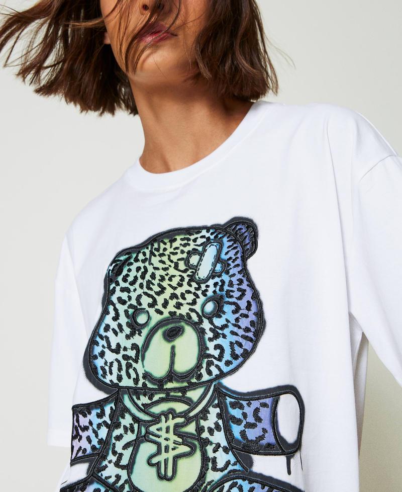 Scee by twin set T-shirt over MYFO con stampa e ricamo 50% di sconto con spedizione gratuita