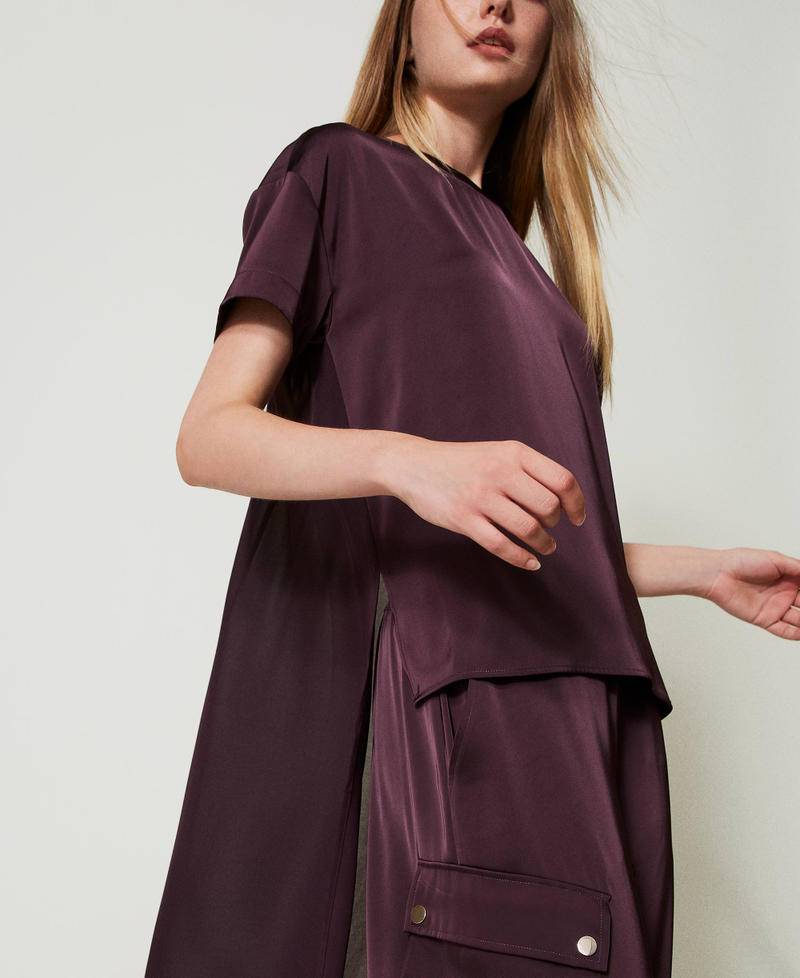 Scee by twin set Blusa asimmetrica in raso e georgette Trasporto libero internazionale