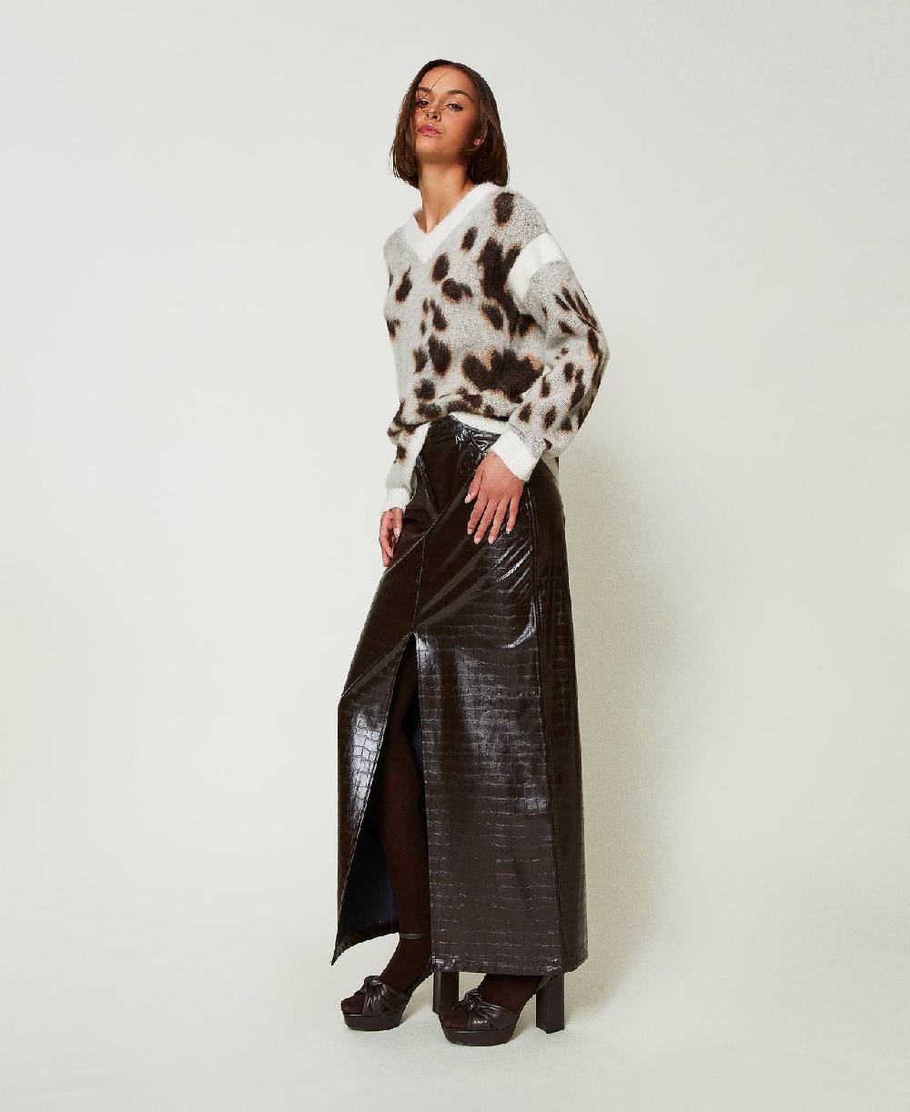 Scee by twin set Gonna lunga con stampa animalier In Linea