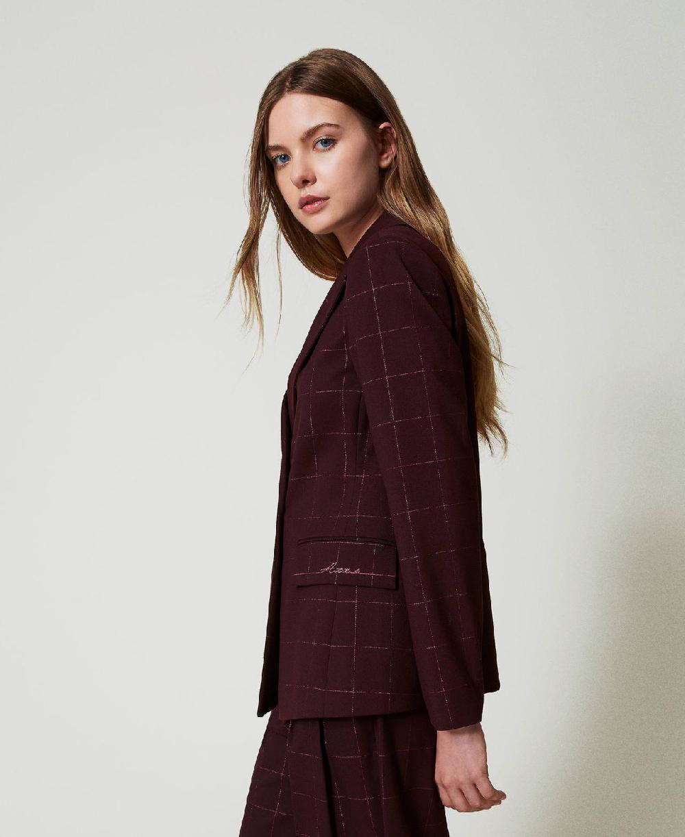 Scee by twin set Giacca blazer check con lurex Nuovo