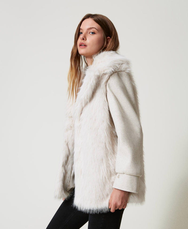 Scee by twin set Cappotto in panno e faux fur Vendita