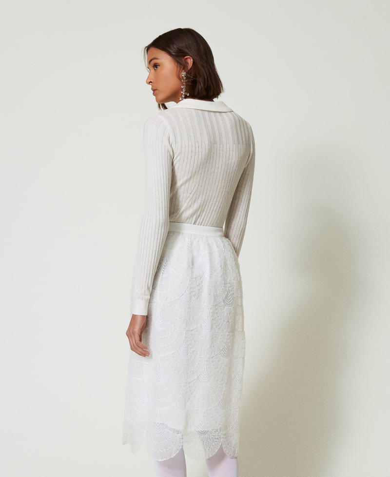 Scee by twin set Gonna longuette in organza con ricami Promozione Limitata