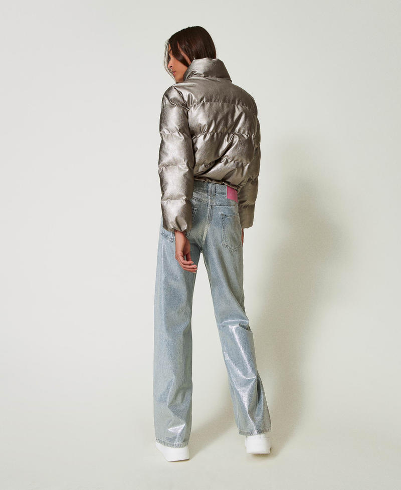 Scee by twin set Jeans wide leg con spalmatura argento Affare Del Giorno