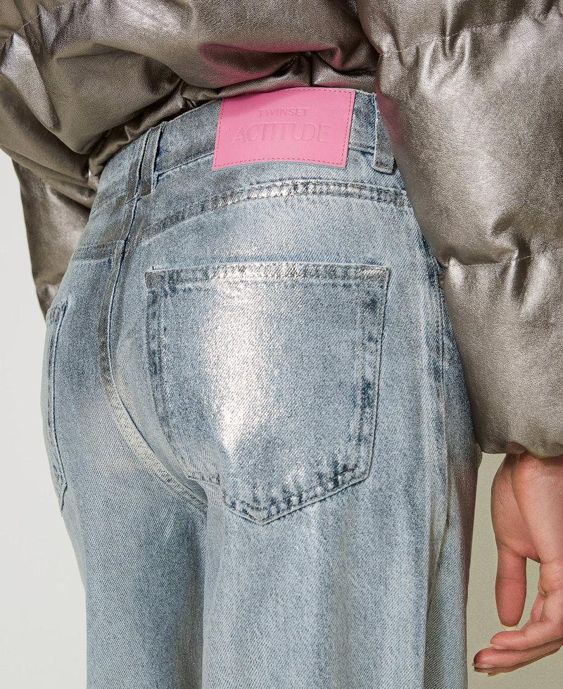 Scee by twin set Jeans wide leg con spalmatura argento Affare Del Giorno
