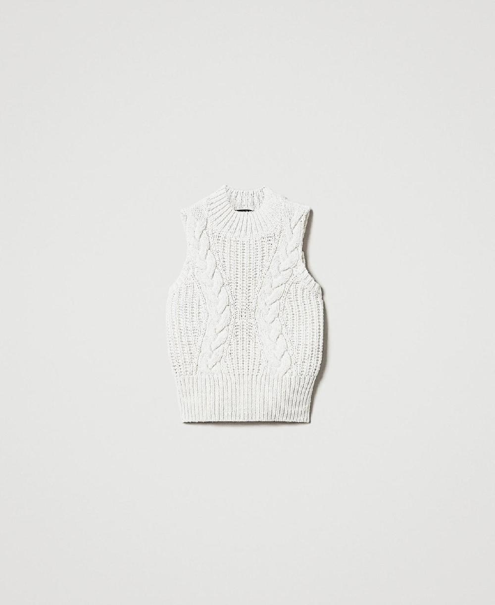 Scee by twin set Top in maglia con coste e trecce Sottocosto