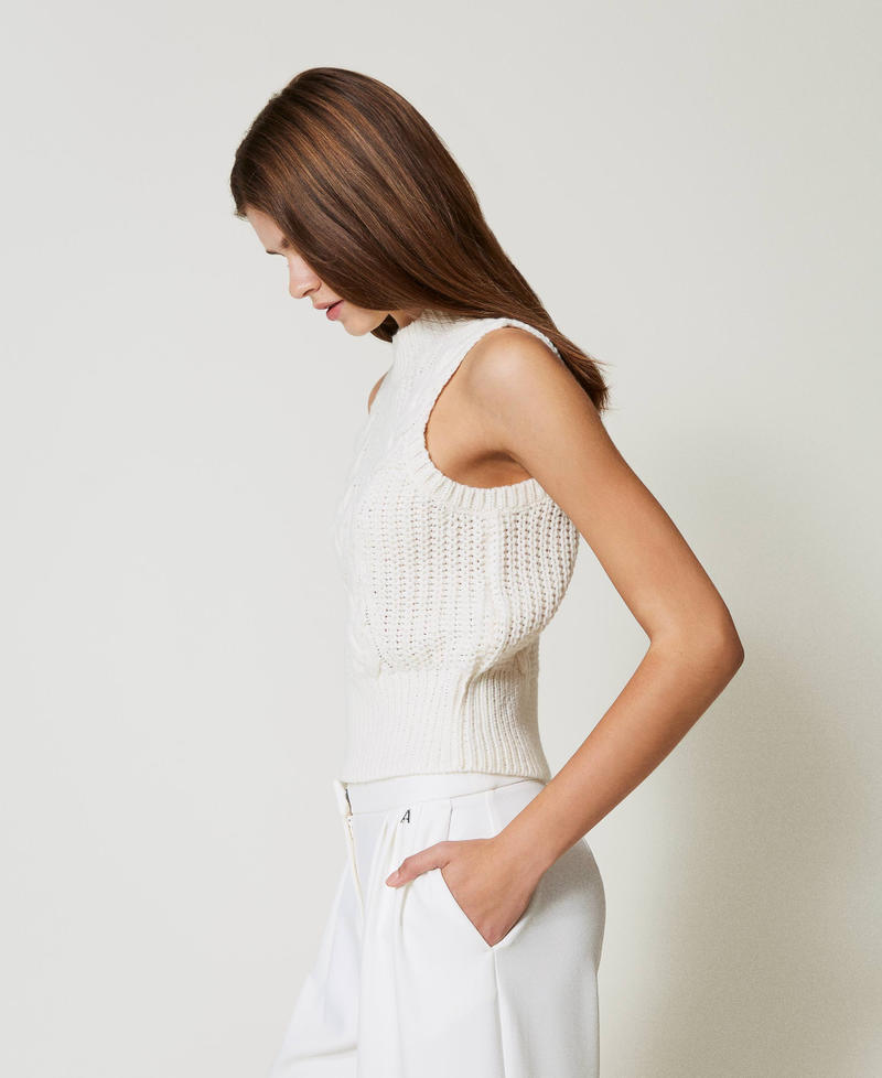 Scee by twin set Top in maglia con coste e trecce Sottocosto