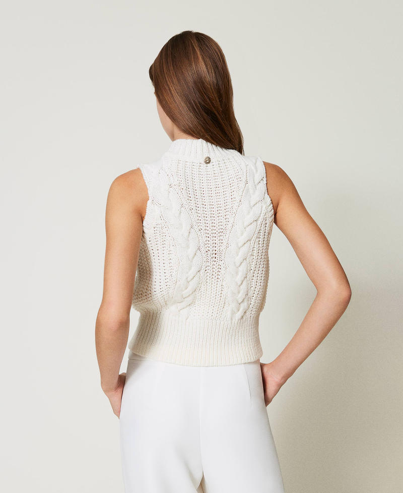 Scee by twin set Top in maglia con coste e trecce Sottocosto