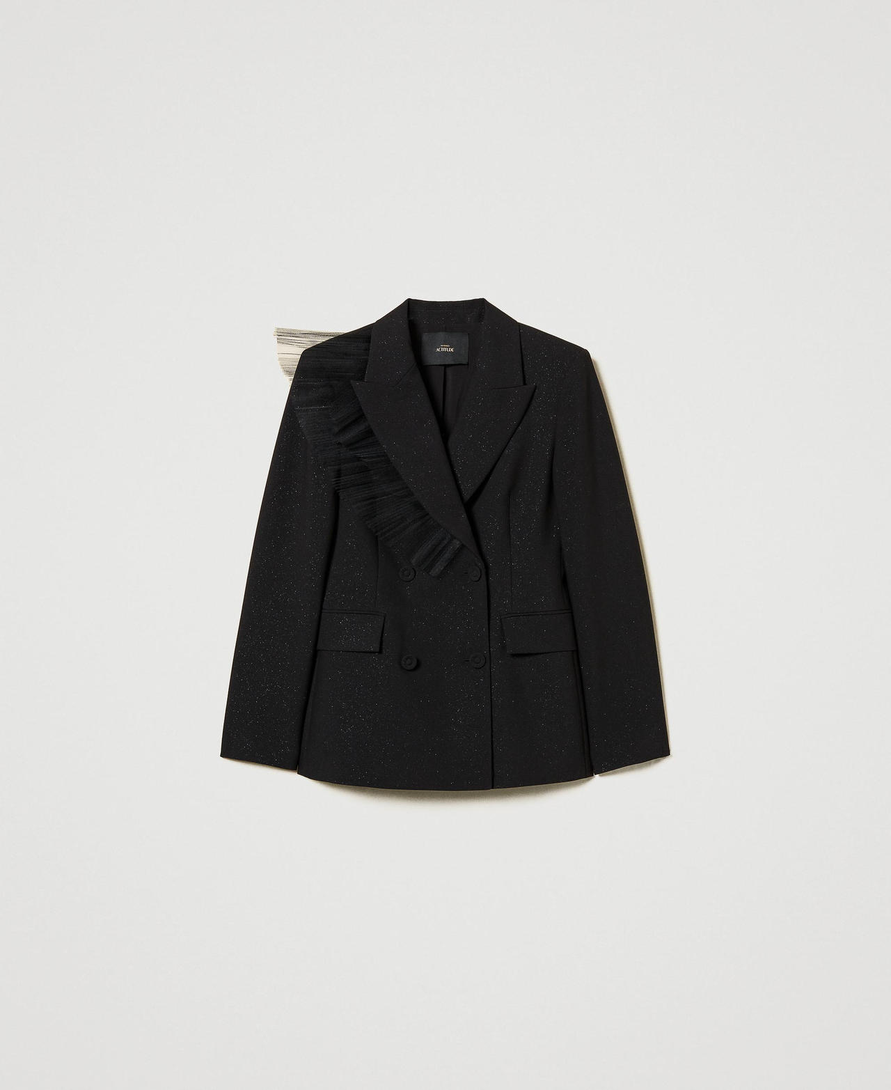 Scee by twin set Giacca blazer con volant in tulle Convenienza