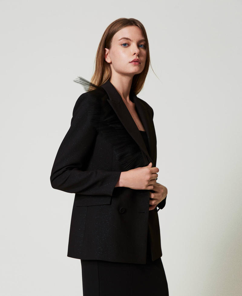 Scee by twin set Giacca blazer con volant in tulle Convenienza
