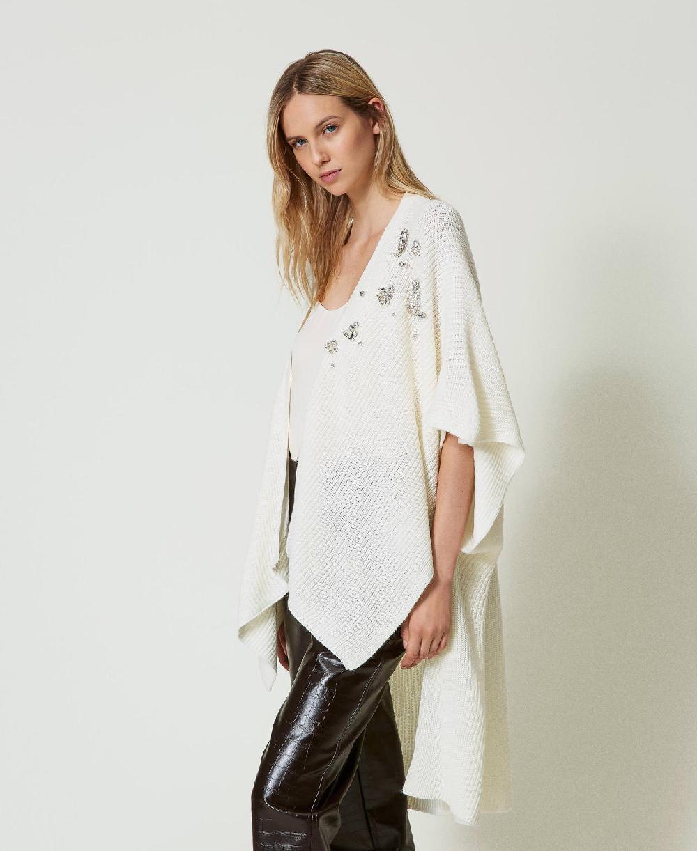 Scee by twin set Poncho in maglia con ricami Offerta