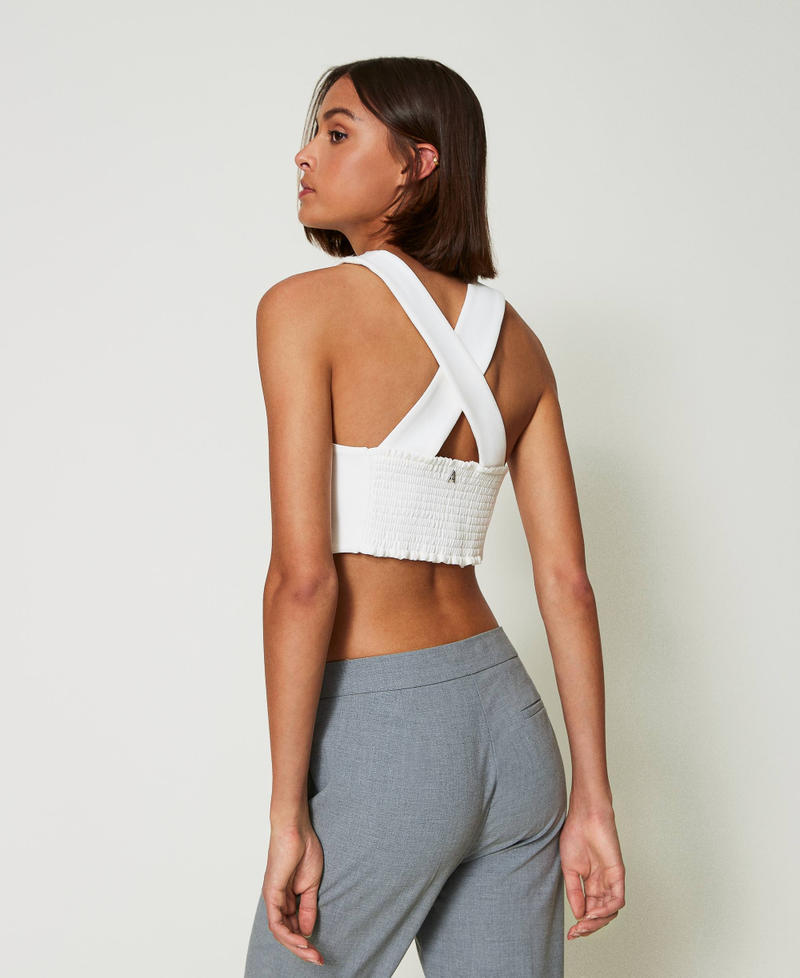 Scee by twin set Top in crêpe cady e organza ricamata Economico