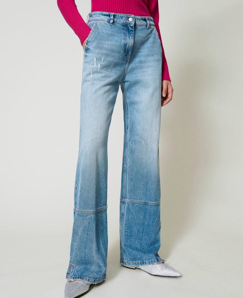 Scee by twin set Jeans wide leg con tagli In Vendita