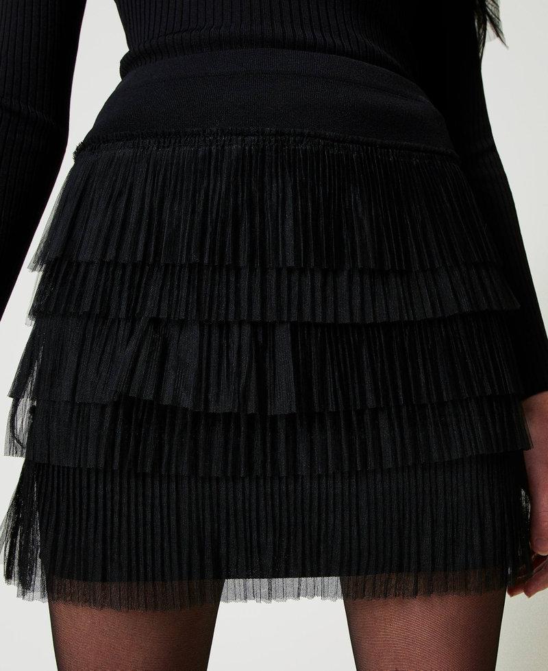 Scee by twin set Minigonna in maglia con balze in tulle Offerte