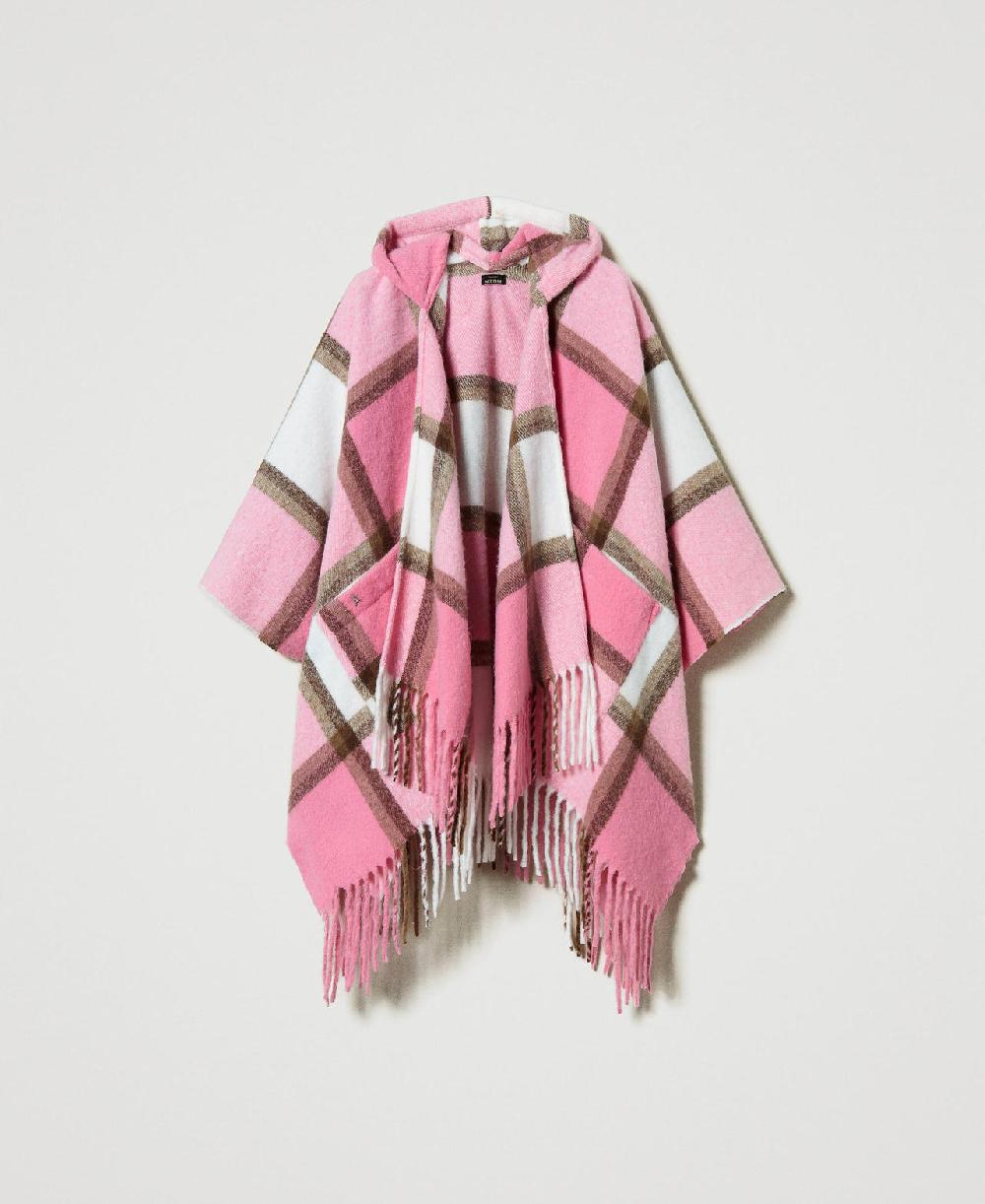 Scee by twin set Poncho in panno con frange