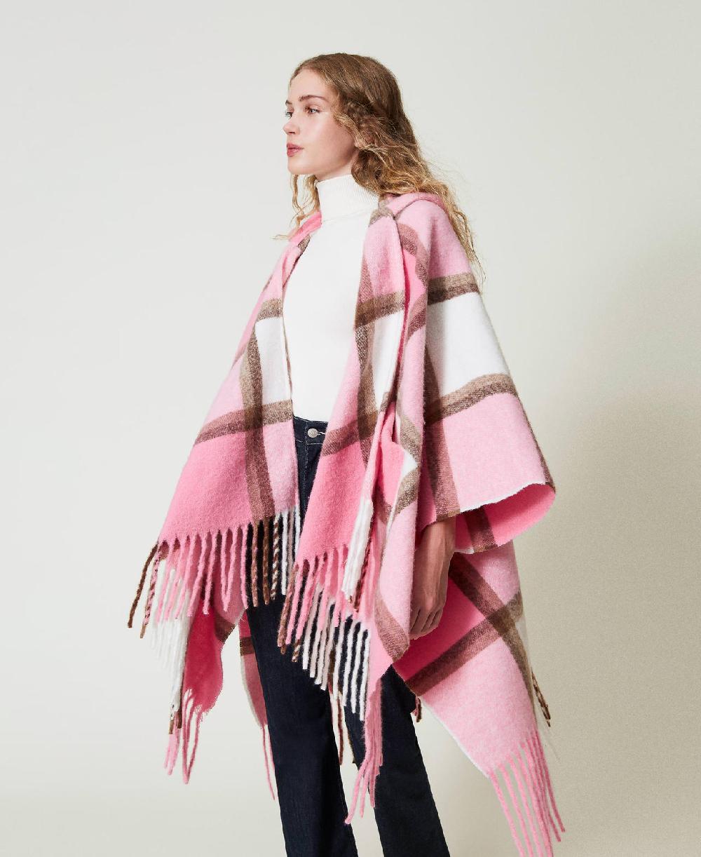Scee by twin set Poncho in panno con frange Vendita Economica