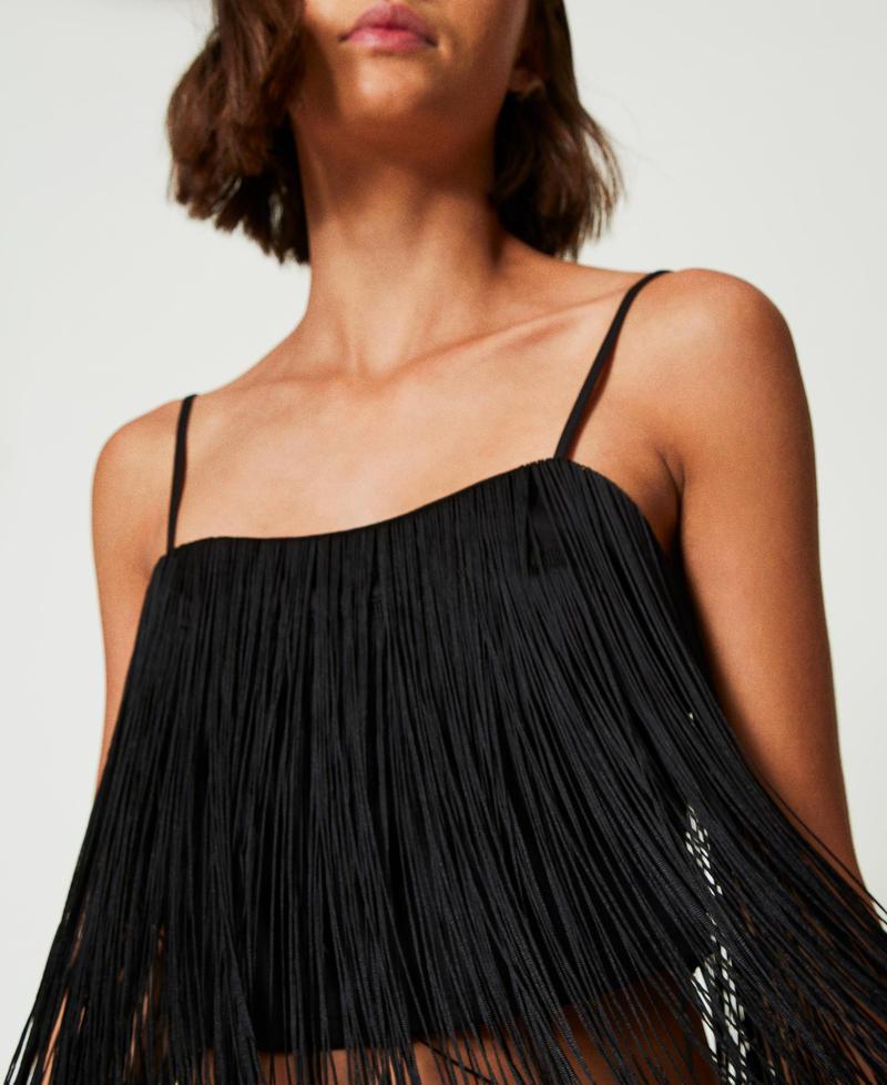 Scee by twin set Top corto MYFO con frange In Saldo
