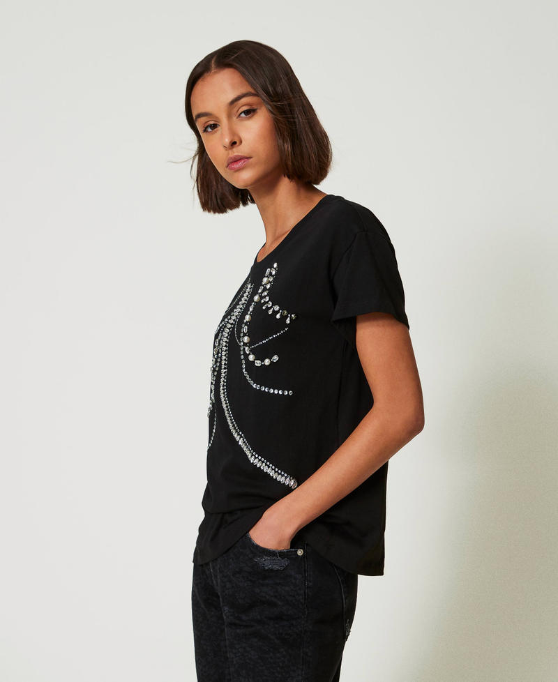 Scee by twin set T-shirt con ricami e perle Spedizione gratuita