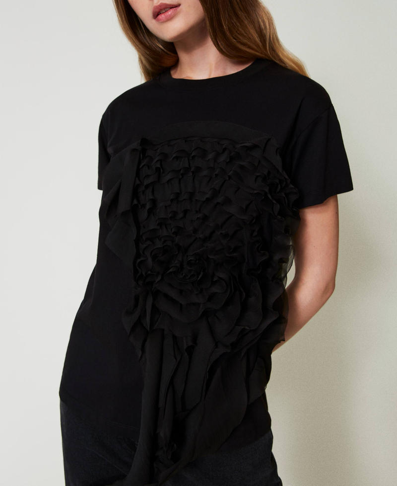 Scee by twin set T-shirt con volant in creponne Negozio online di fabbrica