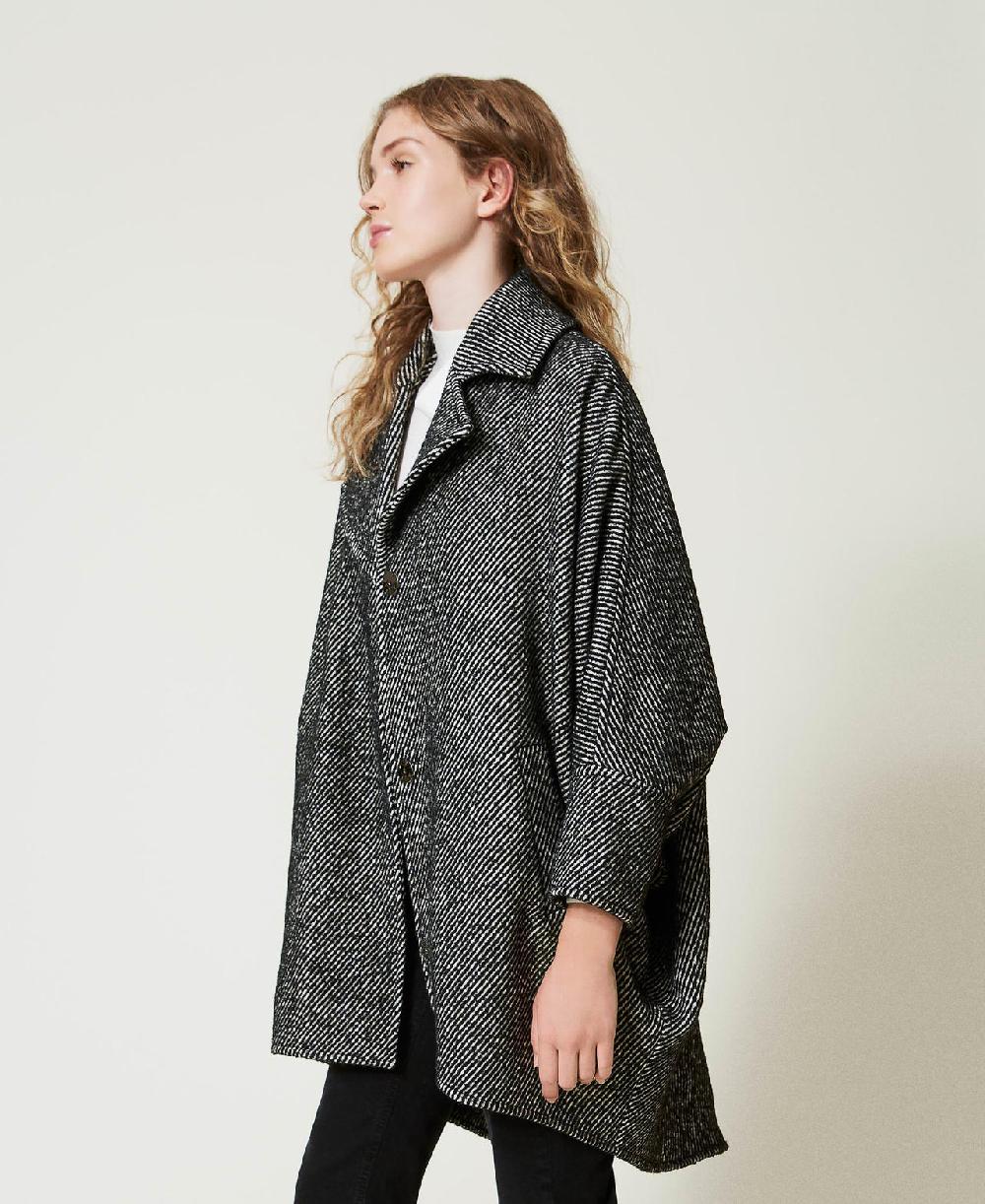 Scee by twin set Cappotto corto in panno bicolor Prezzo di fabbrica