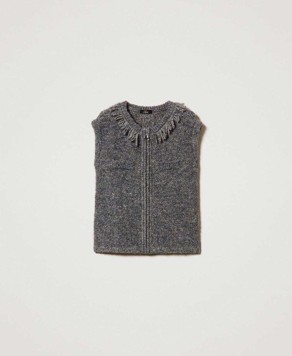 Scee by twin set Gilet in maglia bouclé riciclata Flash Sale