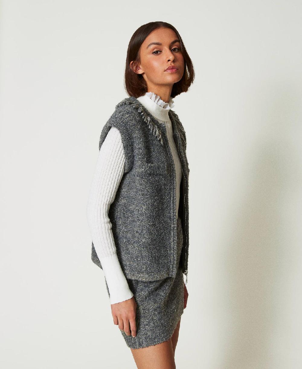 Scee by twin set Gilet in maglia bouclé riciclata Flash Sale