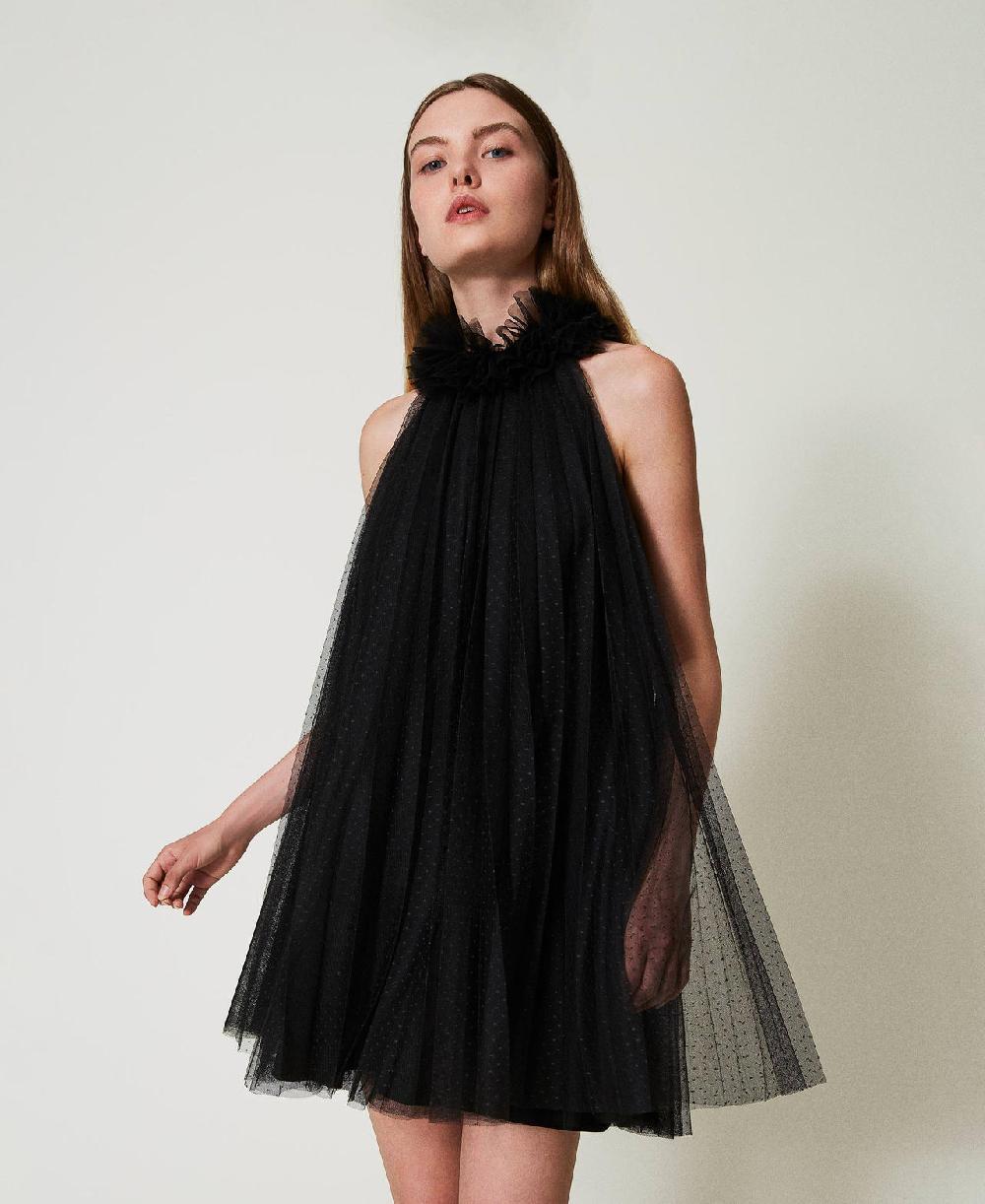 Scee by twin set Abito corto in tulle plissé Fornitura limitata