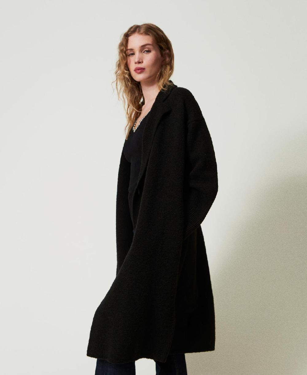 Scee by twin set Cappotto in filato riciclato bouclé Offerta esclusiva