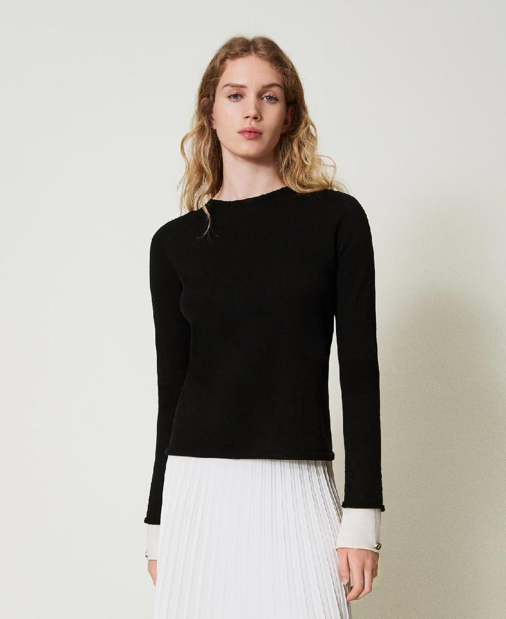 Scee by twin set Maglia con dettagli a contrasto e Oval T Offerta Giorno del Papà