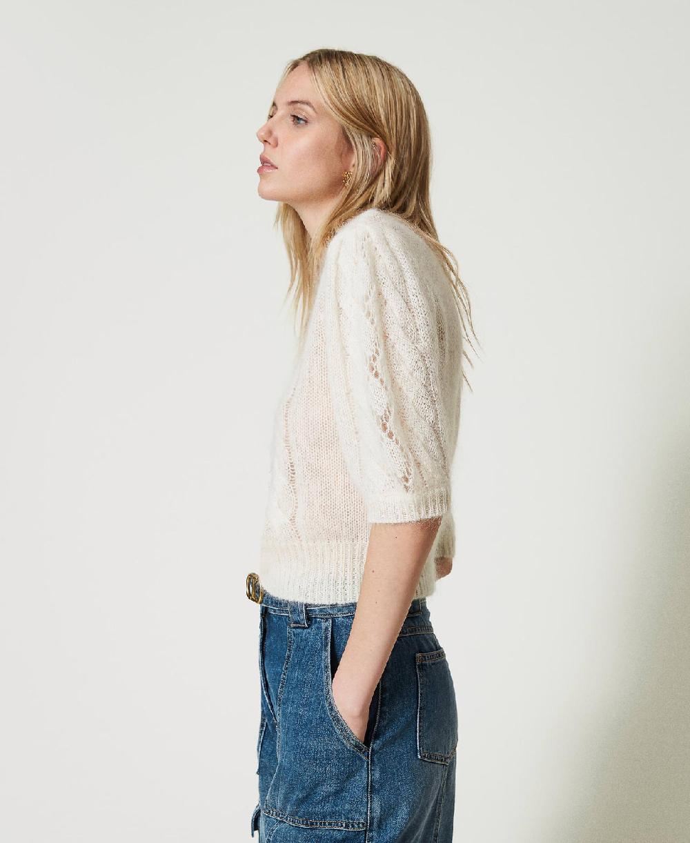 Scee by twin set Maglia in lana e mohair con pizzo Smaltimento dello stoccaggio
