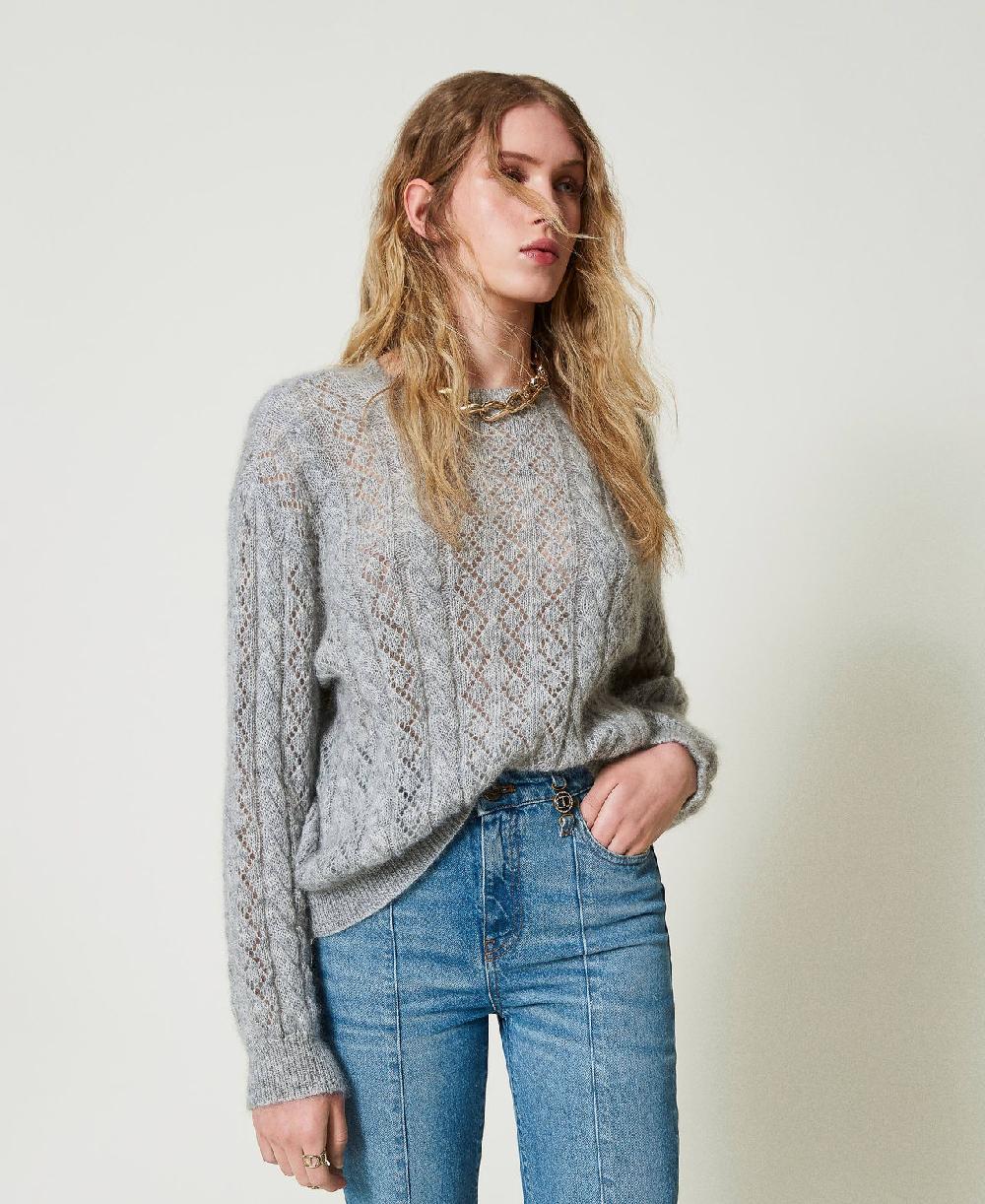 Scee by twin set Maglia in misto mohair con trecce e oblò Latest fashion
