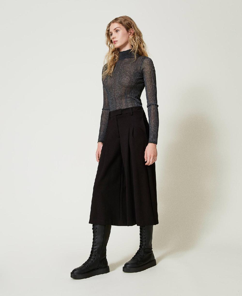 Scee by twin set Pantaloni cropped a vita alta Offerta temporanea