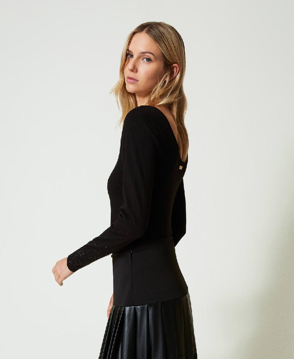 Scee by twin set Maglia con strass in dégradé Offerte esclusive