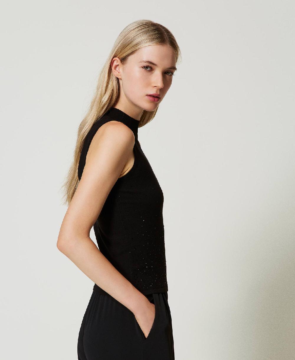 Scee by twin set Top in maglia con strass in dégradé Nuovi prodotti