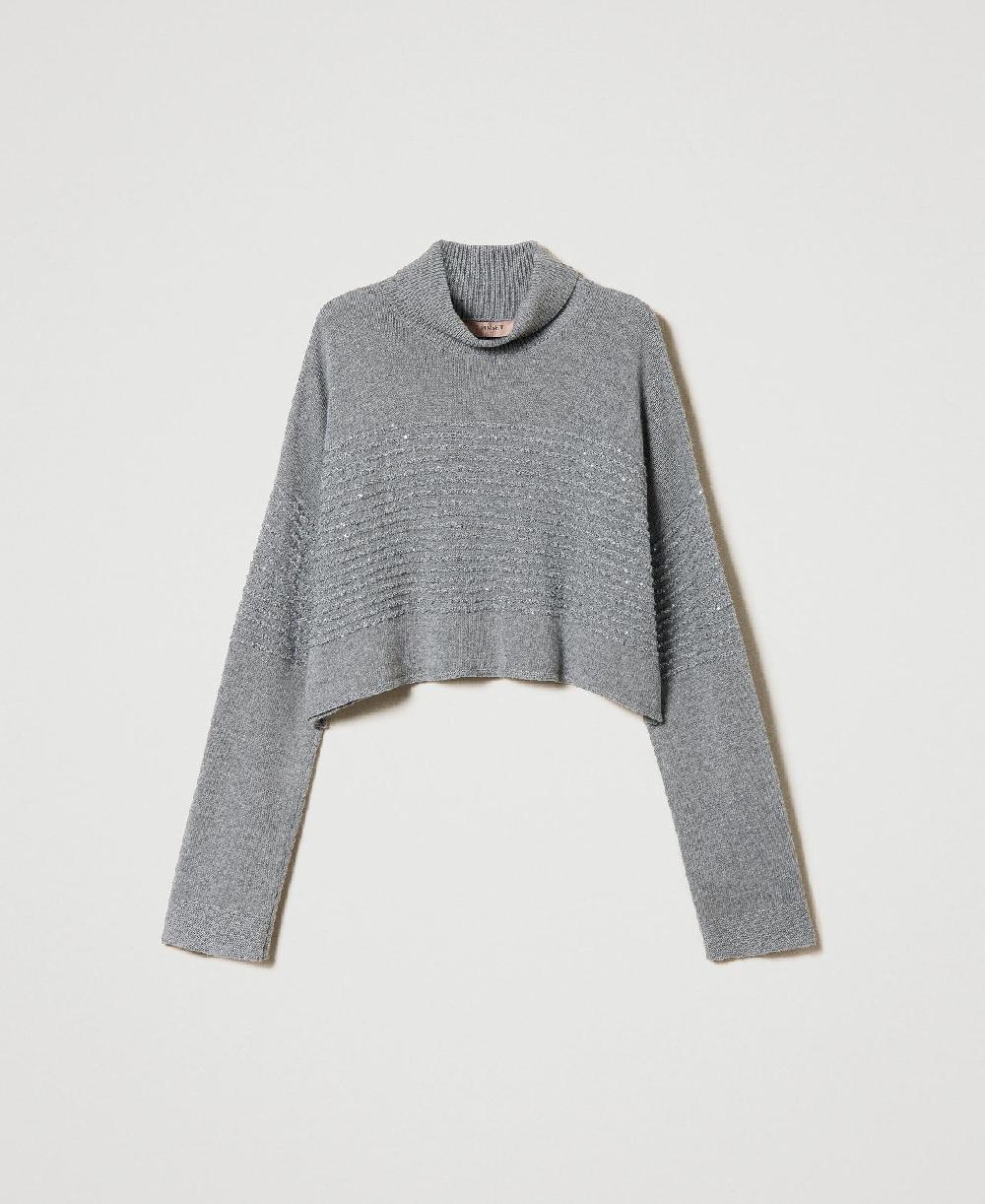 Scee by twin set Maglia dolcevita in misto lana con paillettes Offerte stagionali