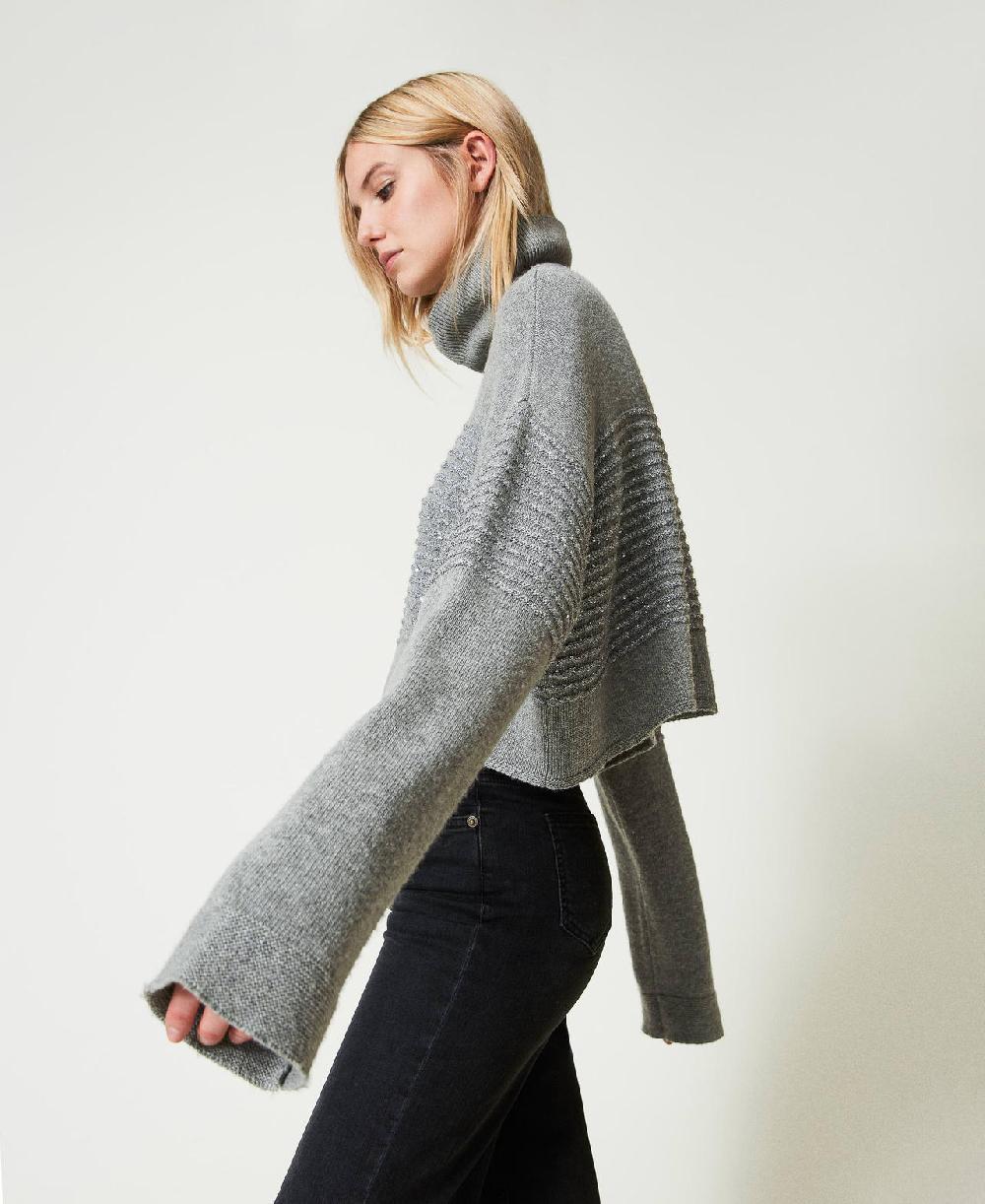 Scee by twin set Maglia dolcevita in misto lana con paillettes Offerte stagionali