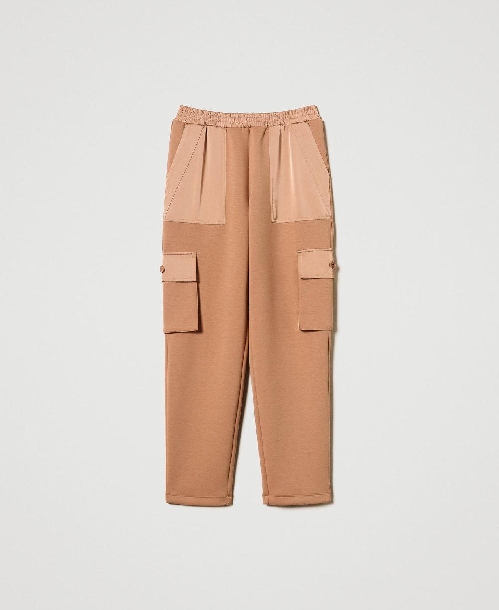 Scee by twin set Pantaloni cargo in tessuto scuba e raso Comprane uno, ottenene uno gratis
