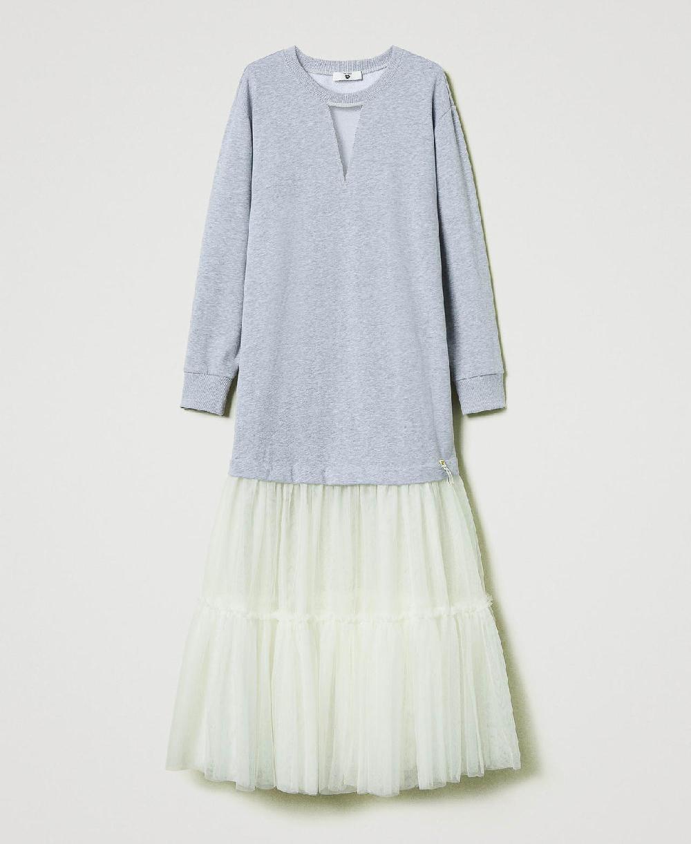 Scee by twin set Abito lungo in felpa e tulle Offerte speciali