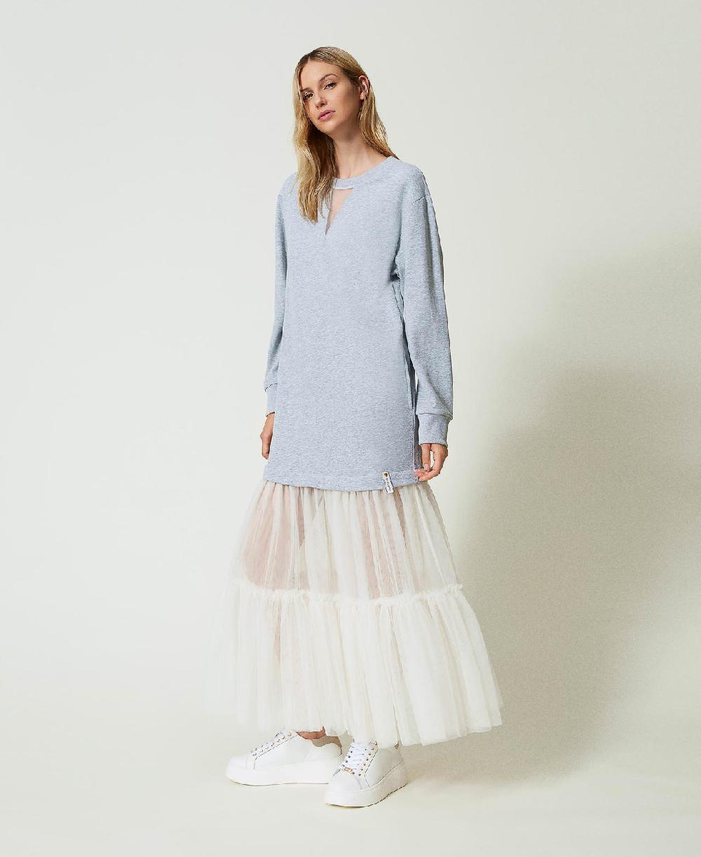 Scee by twin set Abito lungo in felpa e tulle Offerte speciali