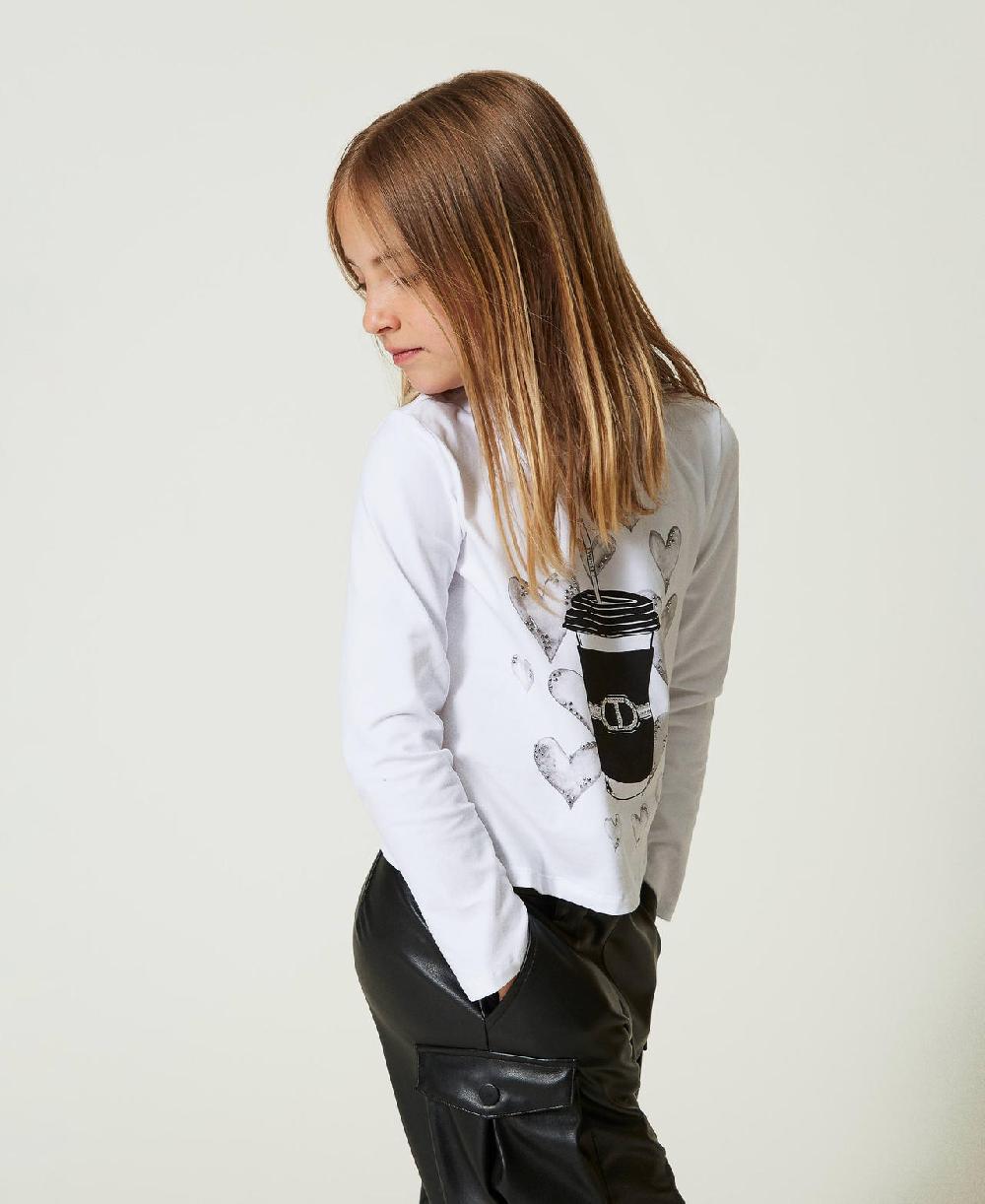 Scee by twin set T-shirt con stampa e strass Offerta settimanale