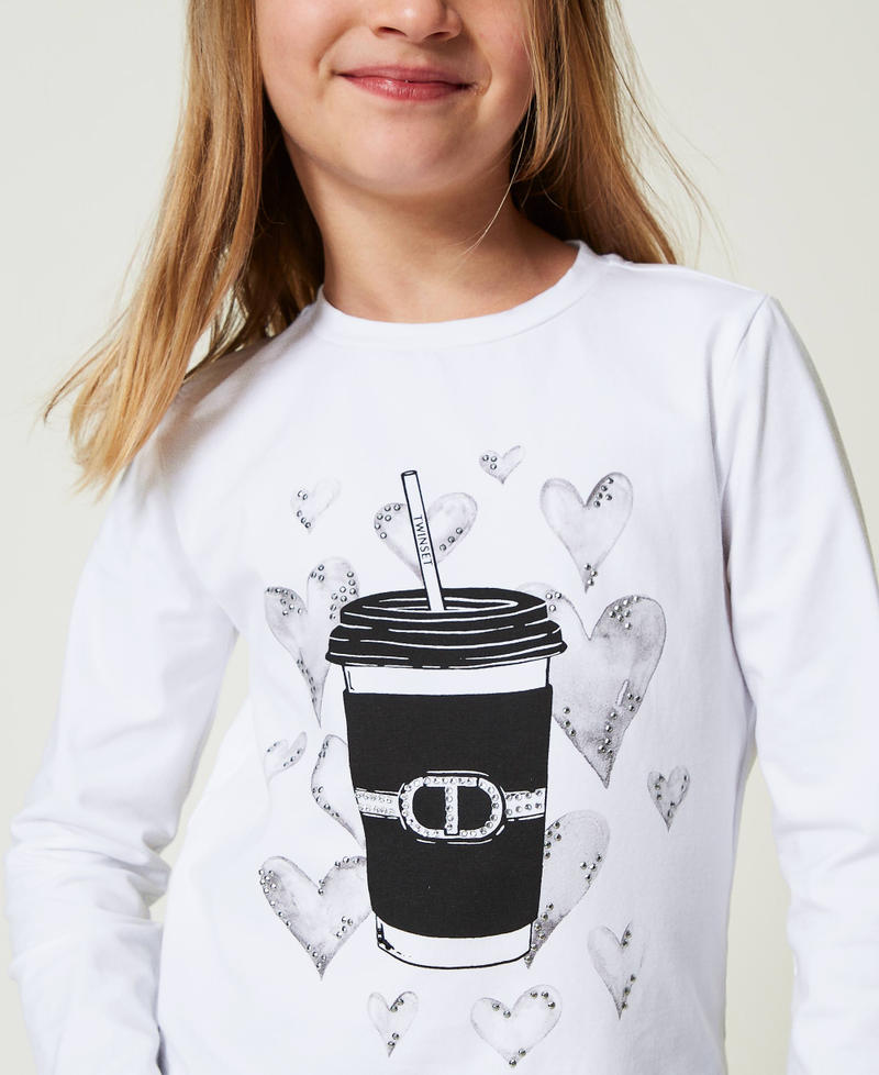 Scee by twin set T-shirt con stampa e strass Offerta settimanale