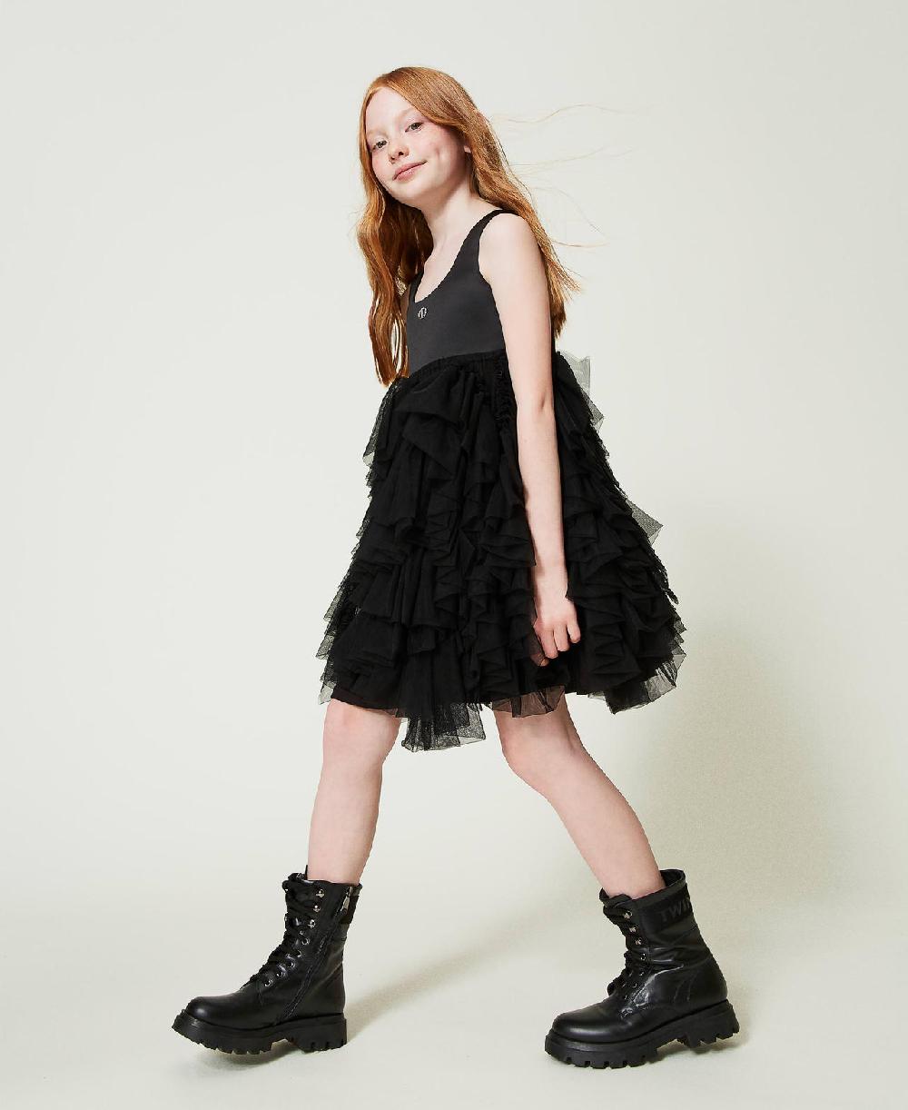 Scee by twin set Abito corto con volant in tulle ACQUISTA ORA