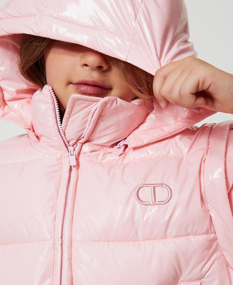 Scee by twin set Piumino lucido con logo ricamato Promozione temporanea