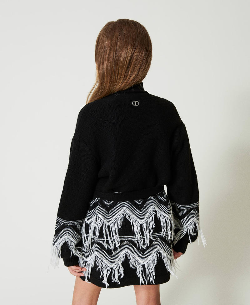 Scee by twin set Cappotto in maglia misto lana con frange Sostegno trimestrale