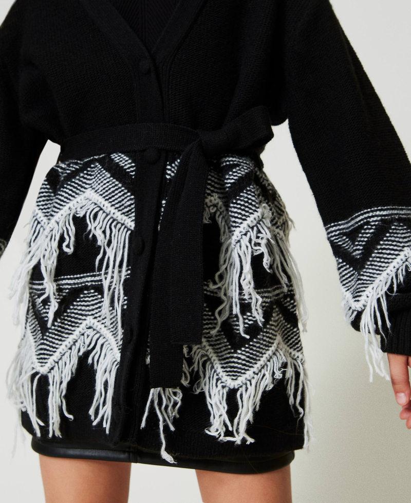 Scee by twin set Cappotto in maglia misto lana con frange Sostegno trimestrale